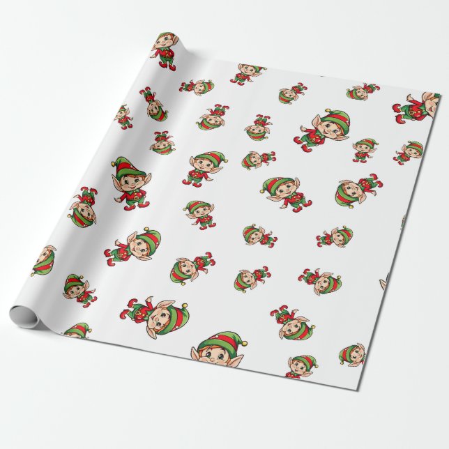 Papier Cadeau Festif Elf de Noël (Déroulé)