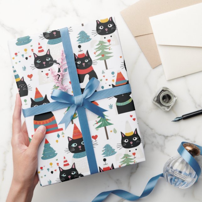 Papier Cadeau Festif Feline Fun Noël enveloppé cadeau de Noël (Cadeaux)