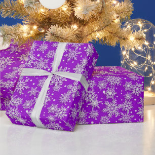Papier Cadeau Festif Festin flocon de neige motif violet