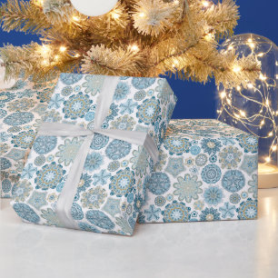 Papier Cadeau Festif Floral Mandala Flakes Motif