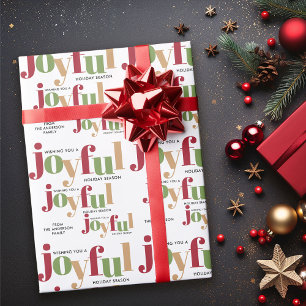 Papier Cadeau Festif Joyeuse Typographie Colorful Noël