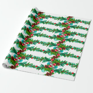 Papier Cadeau Festif Motif de la Garland de pin de Noël