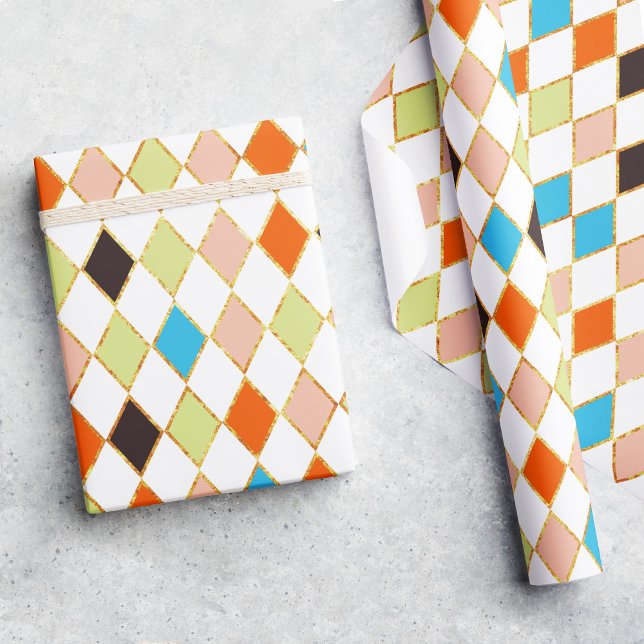 Papier Cadeau Festif Retro Pastel Diamond Motif (Créateur téléchargé)