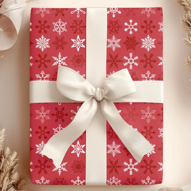 Papier Cadeau Festif Rouge & blanc Flube de neige Noël (Créateur téléchargé)
