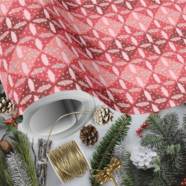 Papier Cadeau Festif rouge monochrome géométrique et Terrazzo (Festive Red Monochrome Geometric and Terrazzo Wrapping Paper Rolls by Leapfroglisics Shop)