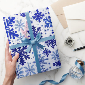 Papier Cadeau Festin Wrap Wonderland 'Royal Blue Snowflakes'