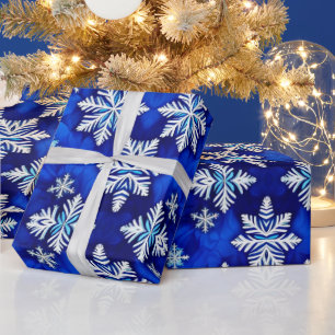 Papier Cadeau Festin Wrap Wonderland 'Snowflakes on Royal Blue'