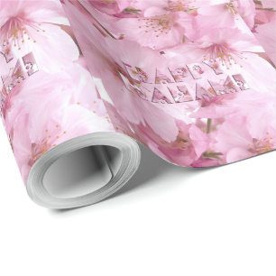 Papier Cadeau Festival japonais de fleurs de cerisiers roses Hap