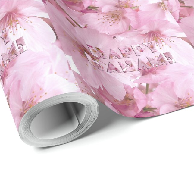 Papier Cadeau Festival japonais de fleurs de cerisiers roses Hap (Coin rond)