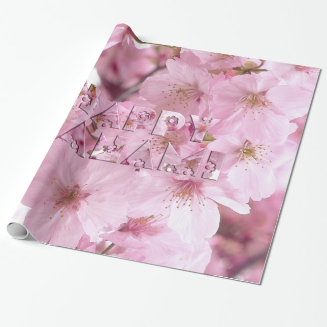 Papier Cadeau Festival japonais des fleurs de cerisiers roses Ha (Déroulé)
