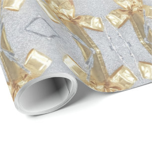 Papier Cadeau Festivals Gold Silver Ribbon Motif Noël