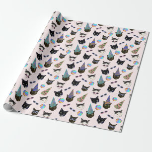 Papier Cadeau Festive Birthday Cats Summer Pool Party