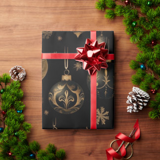 Papier Cadeau Festive Black And Gold