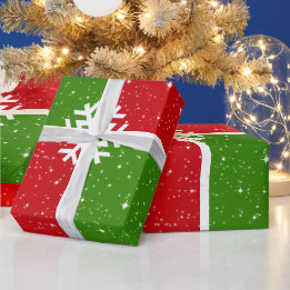 Papier Cadeau Festive C'est Noel sur Rouge Blanc et Vert