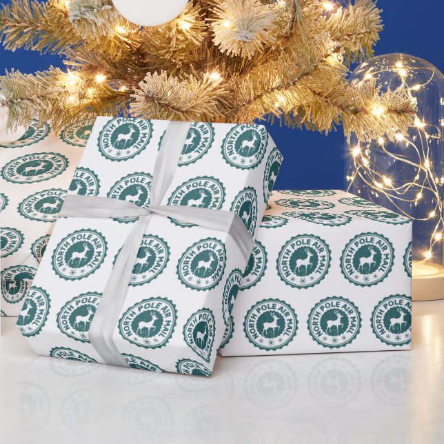 Papier Cadeau Festive Christmas North Pole air mail  (Vacances)