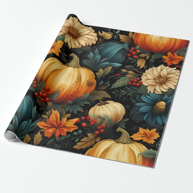Papier Cadeau Festive Fall Foliage (Déroulé)
