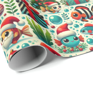 Papier Cadeau Festive Fish Christmas Wrapping Paper