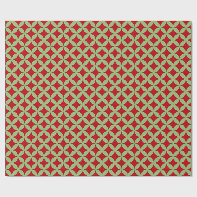 Papier Cadeau Festive Green & Red Christmas Wrapping Paper (Plat)