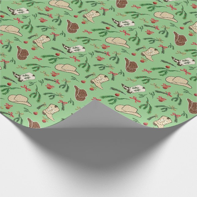 Papier Cadeau Festive Holiday Cowboy Rodeo Motif Sage (Coin)