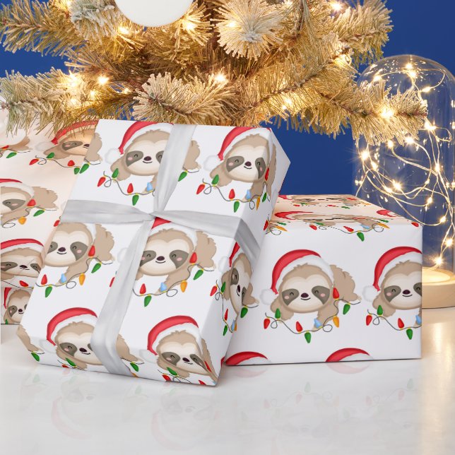 Papier Cadeau Festive Noël lumières et fête paresse (Vacances)