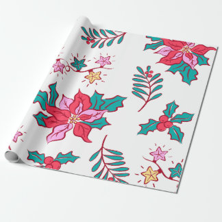 Papier Cadeau Festive Poinsettia Holiday