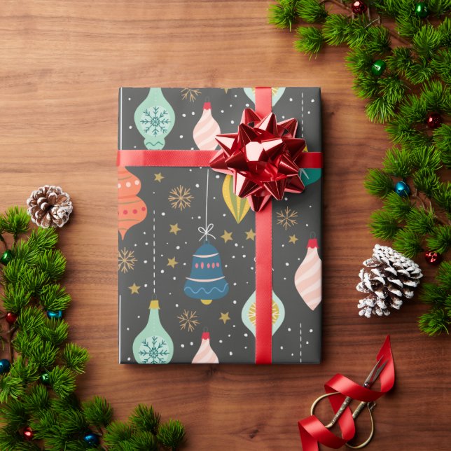 Papier Cadeau Festive rétro ornements de Noël (Cadeau de vacances)