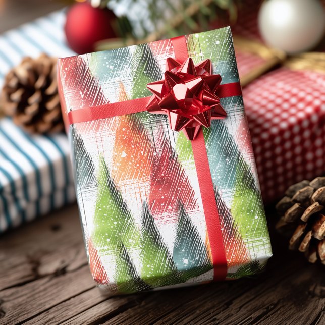 Papier Cadeau Festive Rustic Winter Trees (Créateur téléchargé)