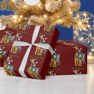 Papier Cadeau Festive vacances safari amis, rouge noir plaid