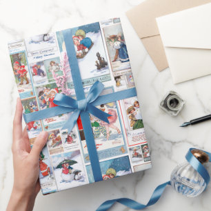 Papier Cadeau Festive Vintage hiver Fun Christmas Card Collage