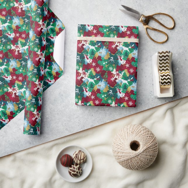 Papier Cadeau Festive Watercolor Holiday Silhouettes  (Artisanat)