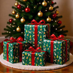 Papier Cadeau Festive Whippet Noël