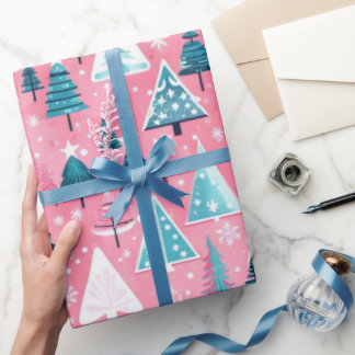 Papier Cadeau Festive Wrap Wonderland 'Vintage en rose'