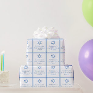 Papier Cadeau Fête bat mitzvah lumière étoile bleue de David
