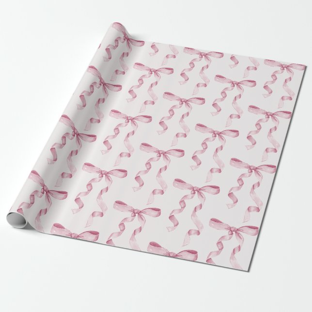 Papier Cadeau Fête bébé avec un nœud rose ou enterrement de vie  (Déroulé)
