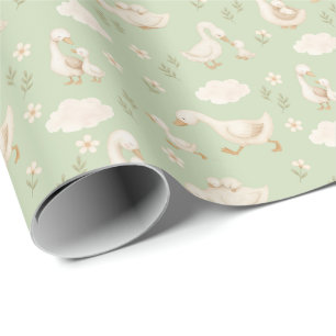 Papier Cadeau Fête bébé Silly Goose verte et mixte