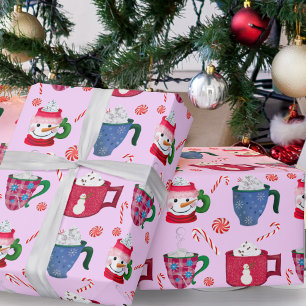 Papier Cadeau Fête Chocolat Chaud Menthe Poivrée