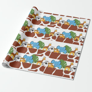 Papier Cadeau Fête d'anniversaire Animal Jungle Safari