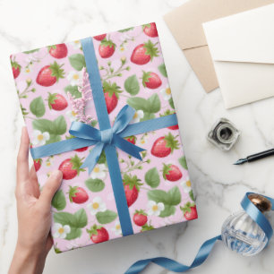 Papier Cadeau Fête d'anniversaire Bébé Rose Rouge Fraise