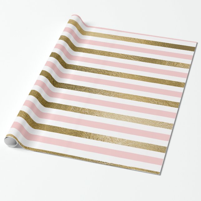Papier Cadeau Fête d'anniversaire de Blush Rose et Gold Foil (Déroulé)
