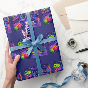 Papier Cadeau Fête d'anniversaire de bowling Glow Watercolor pou