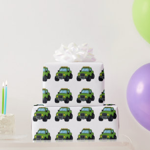 Papier Cadeau Fête d'anniversaire de camion monstre pour enfants