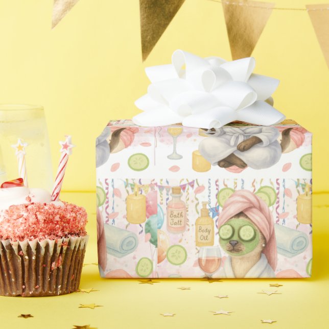 Papier Cadeau Fête d'anniversaire de chats spas pour Amoureux de (Fête d'anniversaire)