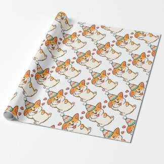 Papier Cadeau Fête d'anniversaire de corgi