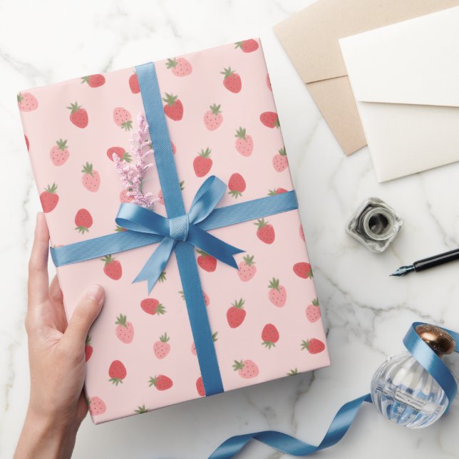 Papier Cadeau Fête d'anniversaire de fraises (Cadeaux)