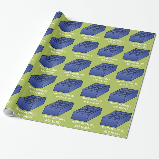 Papier Cadeau Fête d'anniversaire de garçon - motif de brique (Déroulé)