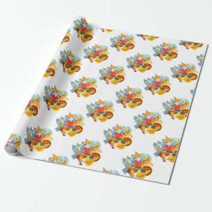 Papier Cadeau Fête d'anniversaire de garçon planche à roulettes
