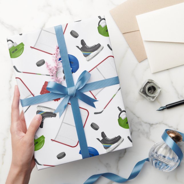 Papier Cadeau Fête d'anniversaire de hockey sur glace (Cadeaux)