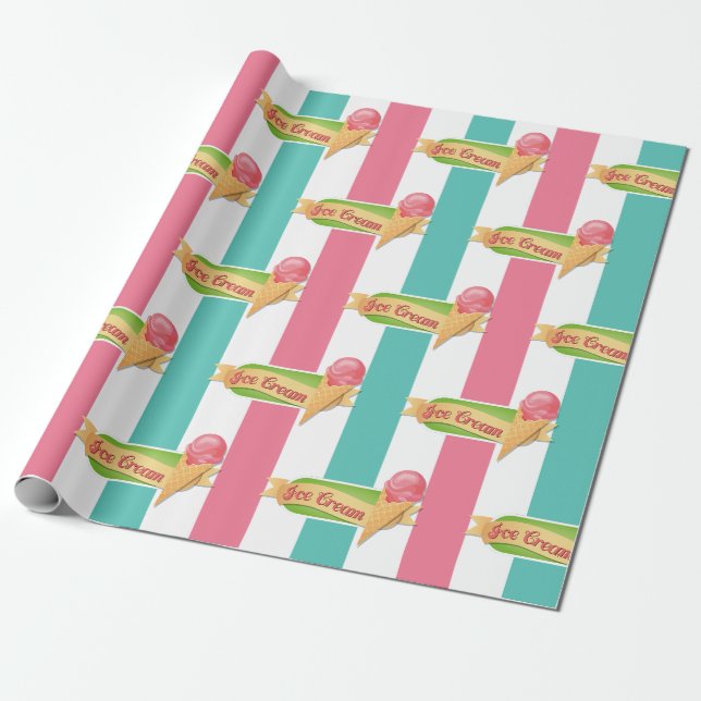 Papier Cadeau Fête d'anniversaire de la crème glacée (Déroulé)