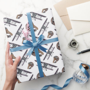 Papier Cadeau Fête d'anniversaire de l'avion vintage