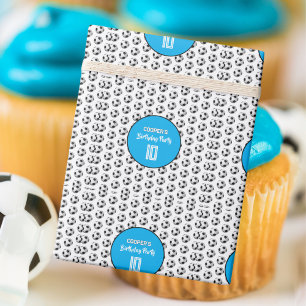 Papier Cadeau Fête d'anniversaire de soccer Garçon Bleu